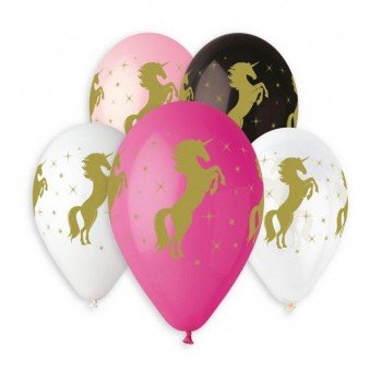 Gold Unicorn, Unikornis léggömb, lufi 5 db-os 13 inch (33cm) Gold Unicorn, Unikornis léggömb, lufi 5 db-os 13 inch (33cm)