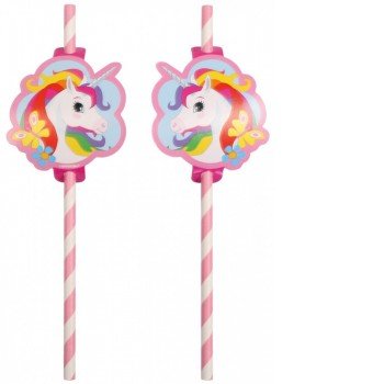 Unikornis papír szívószál, 8 db-os szett