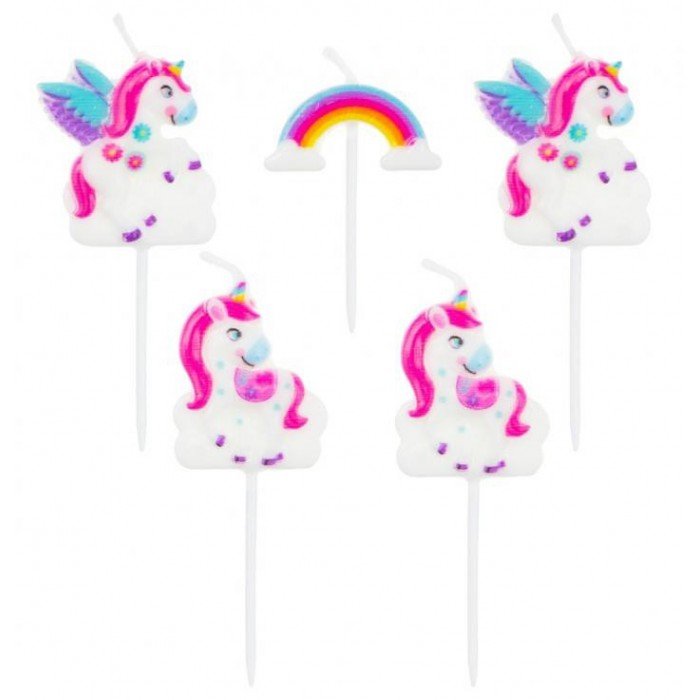 Unicorn, Unikornis tortagyertya, gyertya szett 5 db-os Unicorn, Unikornis tortagyertya, gyertya szett 5 db-os