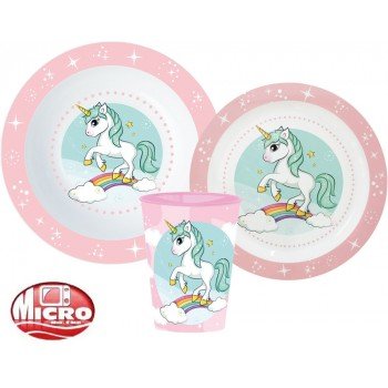 Unikornis Range étkészlet, micro műanyag szett, pohárral 260 ml