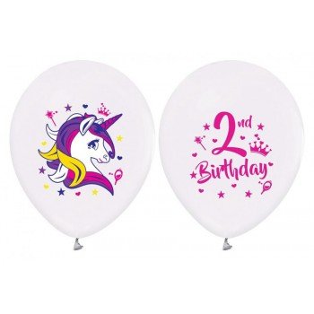 Unikornis Happy Birthday 2 léggömb, lufi 5 db-os 12 inch (30cm) Unikornis Happy Birthday 2 léggömb, lufi 5 db-os 12 inch (30cm)