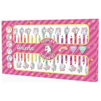 Unikornis színes ceruza, grafit ceruza + radír szett