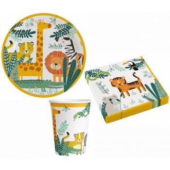 Get Wild, Állatos party szett 32 db-os 23 cm-es tányérral Get Wild, Állatos party szett 32 db-os 23 cm-es tányérral