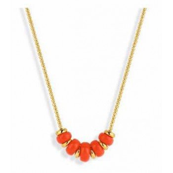Victoria Arany színű piros gyöngyös nyaklánc