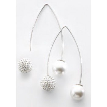Victoria Ezüst színű fehér gyöngyös, köves fülbevaló Victoria Ezüst színű fehér gyöngyös, köves fülbevaló
