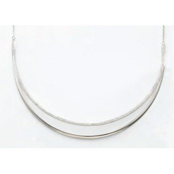 Victoria Ezüst színű fehér köves félhold nyaklánc Victoria Ezüst színű fehér köves félhold nyaklánc