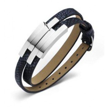 Victoria Ezüst színű fekete bőr karkötő Victoria Ezüst színű fekete bőr karkötő