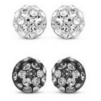 Victoria Ezüst színű fekete, fehér köves fülbevaló szett