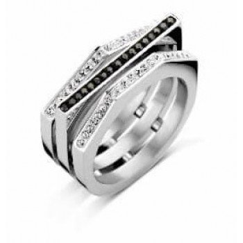 Victoria Ezüst színű fekete, fehér köves gyűrű