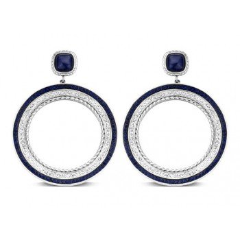 Victoria Ezüst színű kék, fehér köves fülbevaló