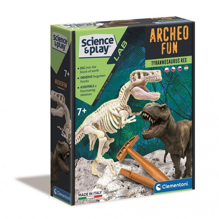 Világító dinoszaurusz Archeo Fun régészeti készlet Clementoni Világító dinoszaurusz Archeo Fun régészeti készlet Clementoni