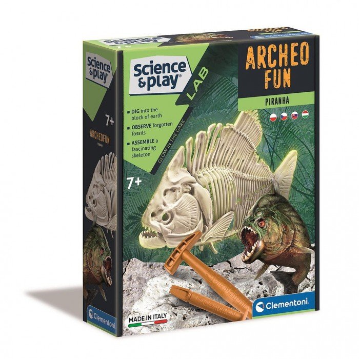 Világító piranha Archeo Fun régészeti készlet Clementoni Világító piranha Archeo Fun régészeti készlet Clementoni