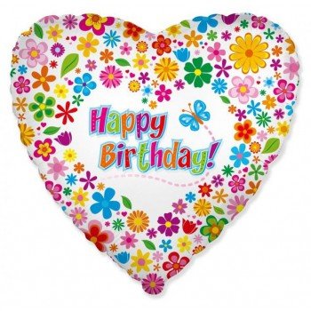 Happy Birthday Flower, Virágos fólia lufi 46 cm (WP) Happy Birthday Flower, Virágos fólia lufi 46 cm (WP)