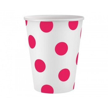 Magenta Polka Dots, Vörös papír pohár 6 db-os 250 ml