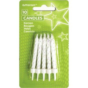 White csillámos tortagyertya, gyertya szett 10 db-os White csillámos tortagyertya, gyertya szett 10 db-os