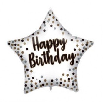 White-Gold Happy Birthday fólia lufi 46 cm White-Gold Happy Birthday fólia lufi 46 cm