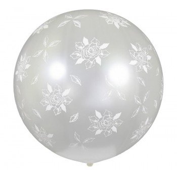 White Roses Metallic, Rózsás léggömb, lufi 80 cm White Roses Metallic, Rózsás léggömb, lufi 80 cm