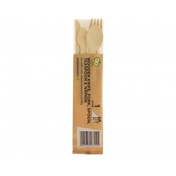 Wooden, Fa villa, kanál, kés és teás kanál szalvétával Wooden, Fa villa, kanál, kés és teás kanál szalvétával