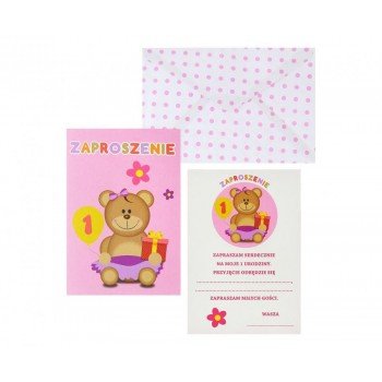 Zaproszenie Pink, Első születésnap meghívó 6 db-os Zaproszenie Pink, Első születésnap meghívó 6 db-os