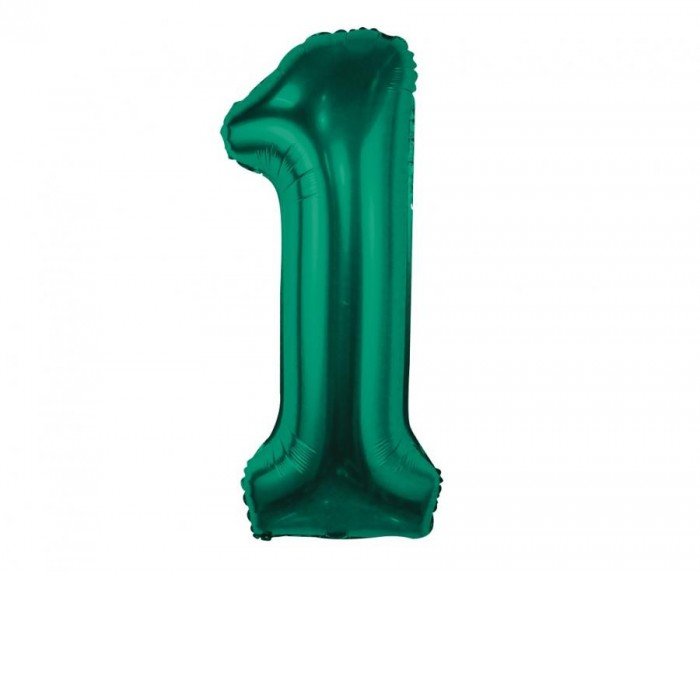 B&C Bottle Green, Zöld 1-es szám fólia lufi 85 cm