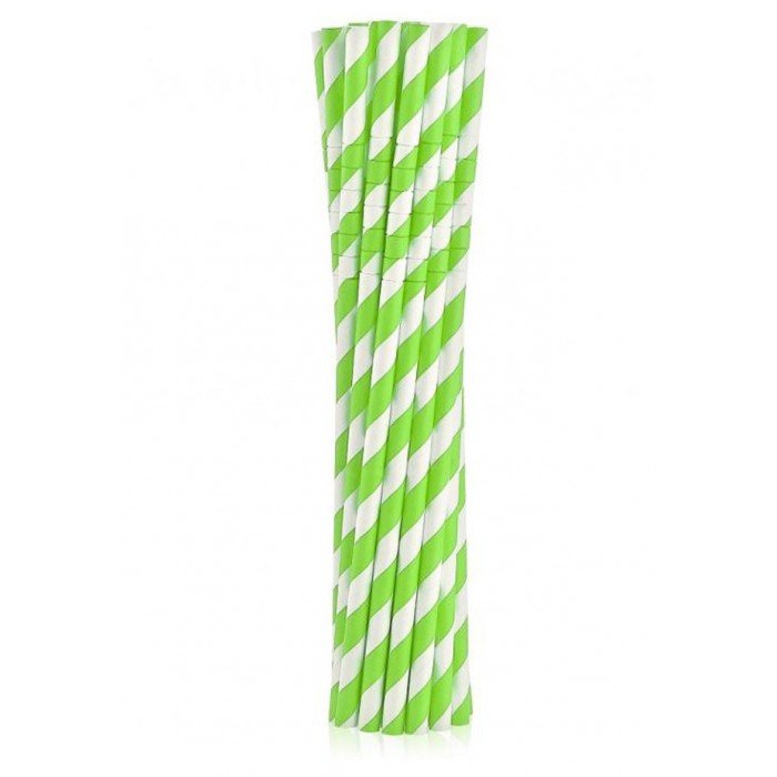 Green Stripes, Zöld rugalmas papír szívószál 12 db-os